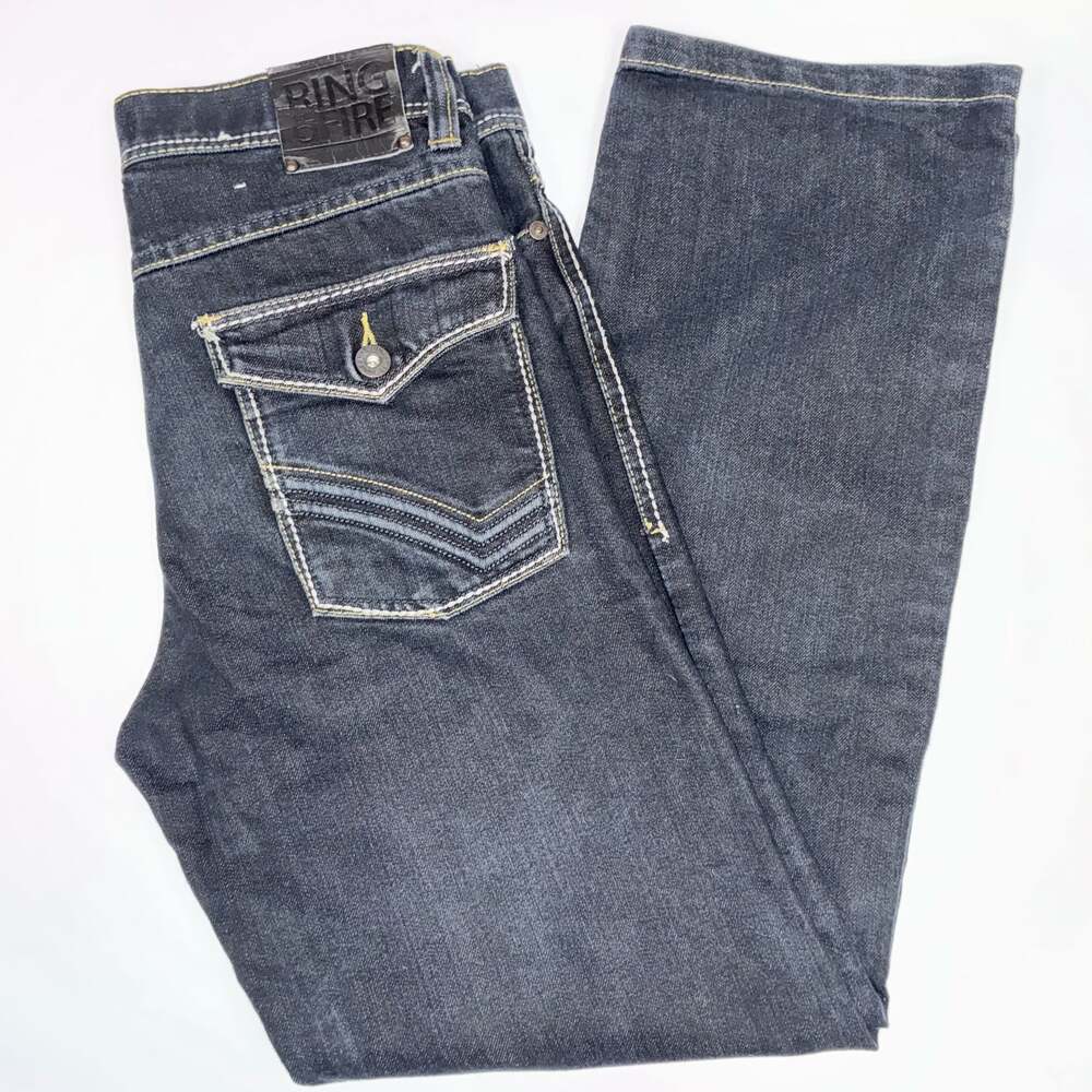 Ring of Fire Boys Slim Straight Jeans Size 16 Dark Wash Flap Pockets